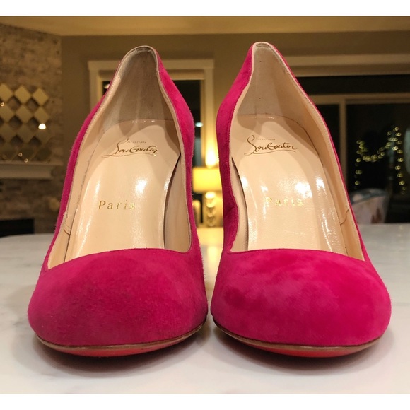 CHRISTIAN LOUBOUTIN Hot Pink “Simple Pump” Suede Heels SZ 36.5 - Picture 3 of 17